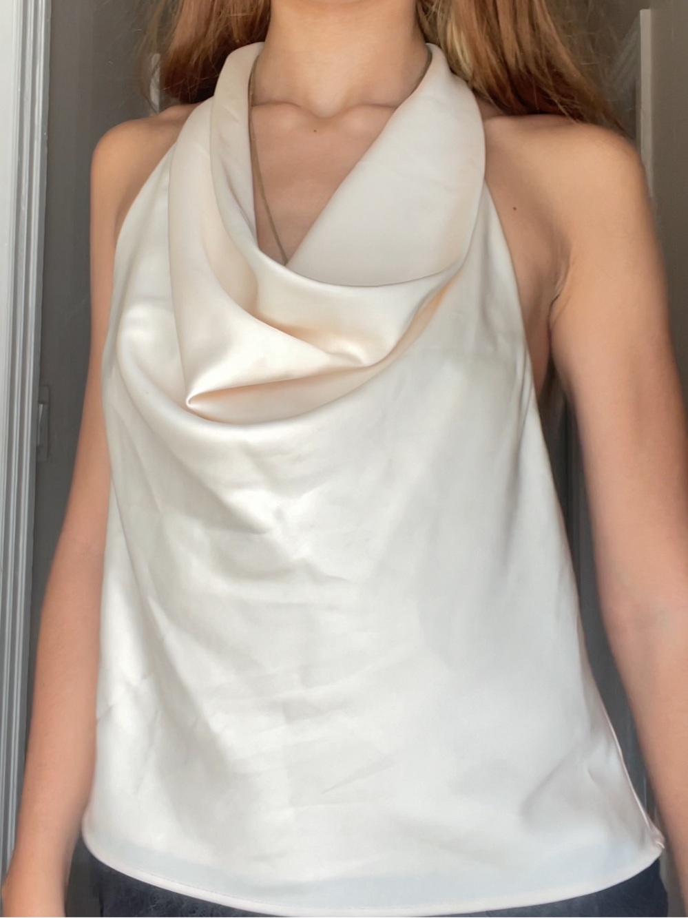 ZARA BACKLESS Satin Cowl Halter Top
